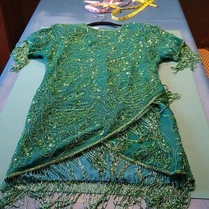 B2 & US by Mark & John Women's L Silk Beaded Party Special Event Wedding Prom